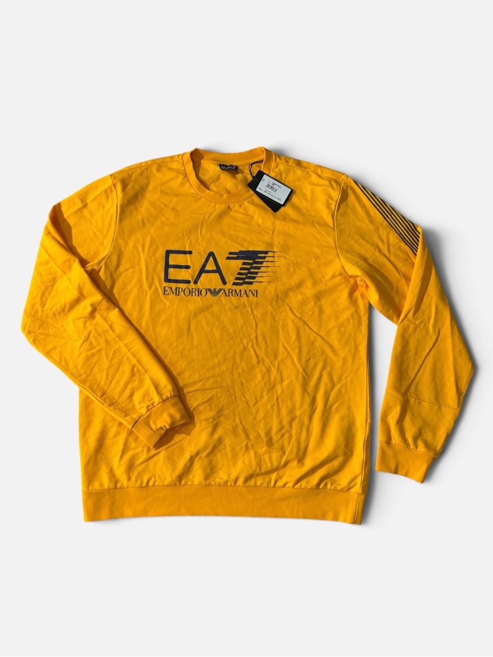NEW Emporio Armani mens 3XL XXXL yellow EA7 logo crewneck sweatshirt NWT